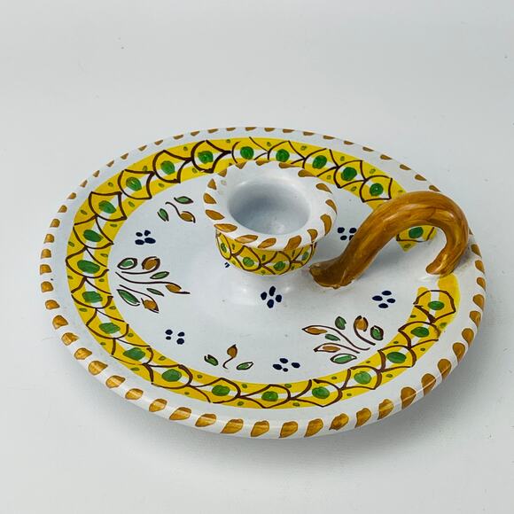 Mexican Talavera Art Pottery Chamber Candle Stick Holder Folk Art Painted - Picture 5 of 5